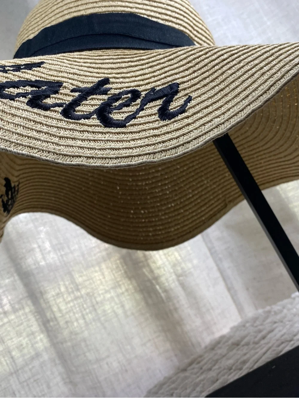 Sea You Later Straw Sun Hat Wide Floppy Brim Embroidered Beach Vacation Hat
